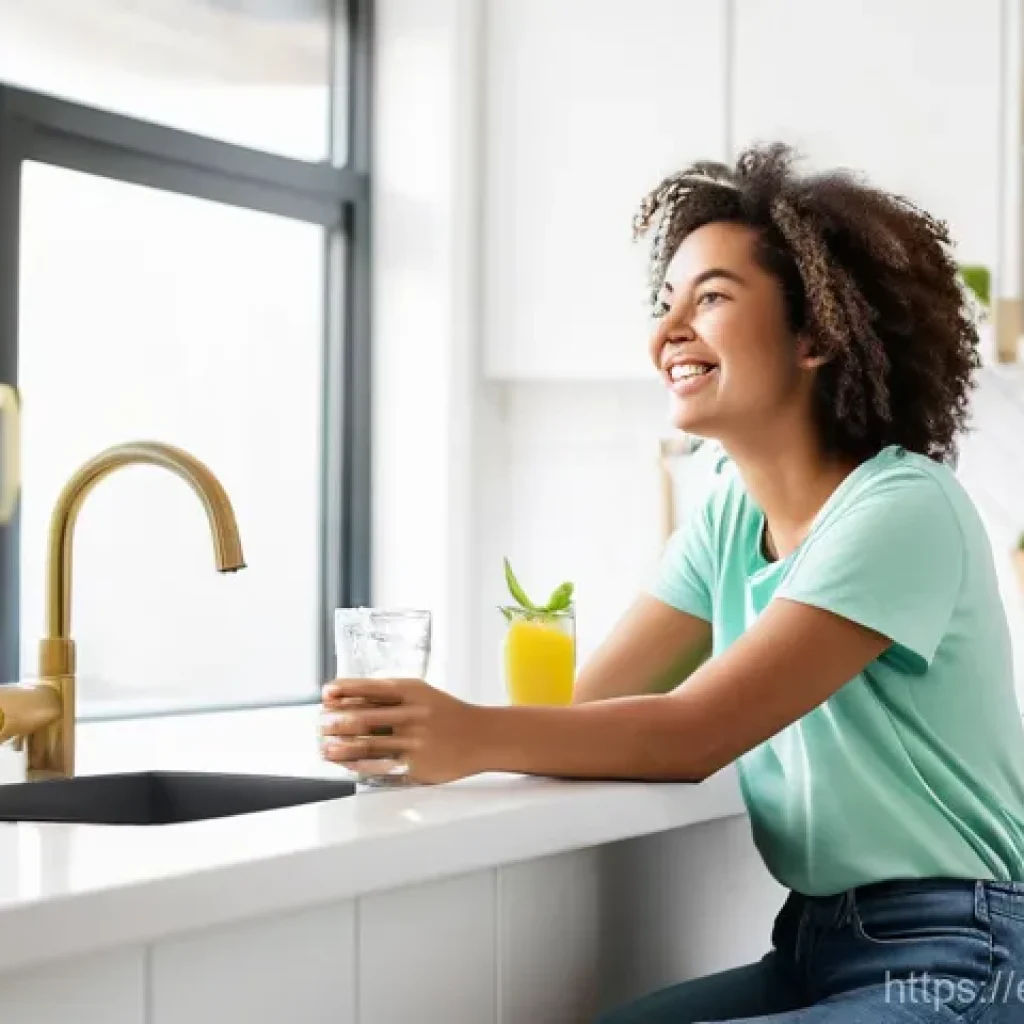 소변이 자주 마려운 원인과 치료법 - **Prompt:** A cheerful young woman in her late twenties is enjoying a refreshing glass of water infu...