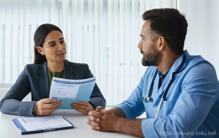 남성 불임 검사의 과정과 비용 - **Initial Consultation and Emotional Support**
    "A Hispanic couple in their mid-30s, dressed in t...