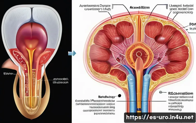 과민성 방광 치료를 위한 약물과 비용 - A detailed medical illustration of the human urinary bladder highlighting the effects of antimuscari...