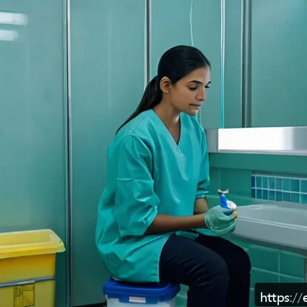 비뇨기과 진료 중 소변 검사 과정 - A clean, modern clinical setting showing a patient preparing to provide a urine sample, holding a st...